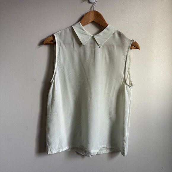 Equipment 100% Silk White Sleeveless Tuxedo Top Button Up - Picture 1 of 7